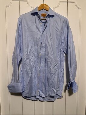 Soft Light Blue Men's Dress Shirt with Spread Collar